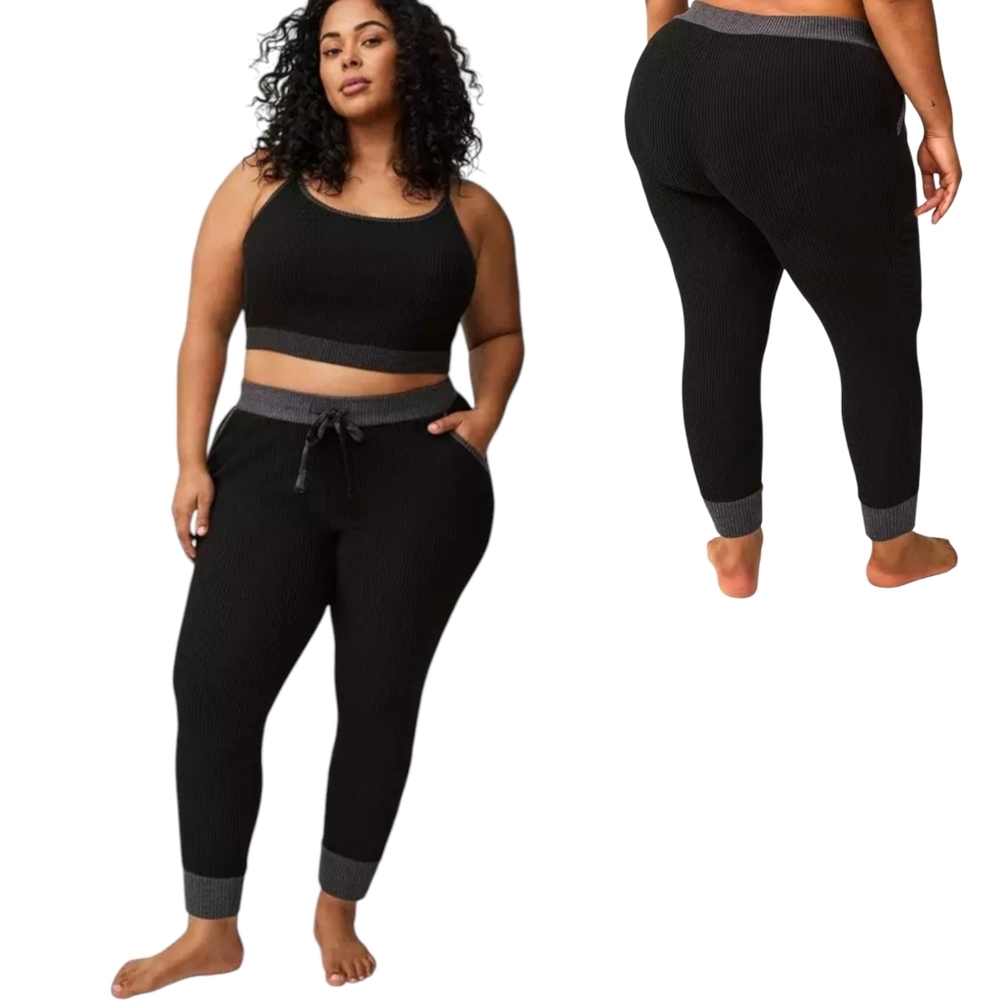 Torrid Ribbed Sleep Lounge Jogger Pants Black Size 2X
